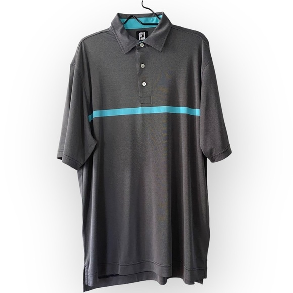 FJ Footjoy Gray Golf Polo Shirt Short Sleeves Men’s Size XL Performance Top - Picture 1 of 7